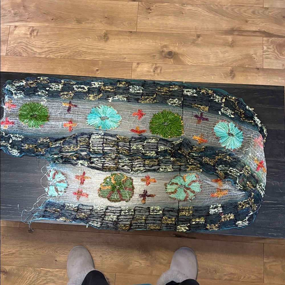 Colorful Embroidered silk Scarf